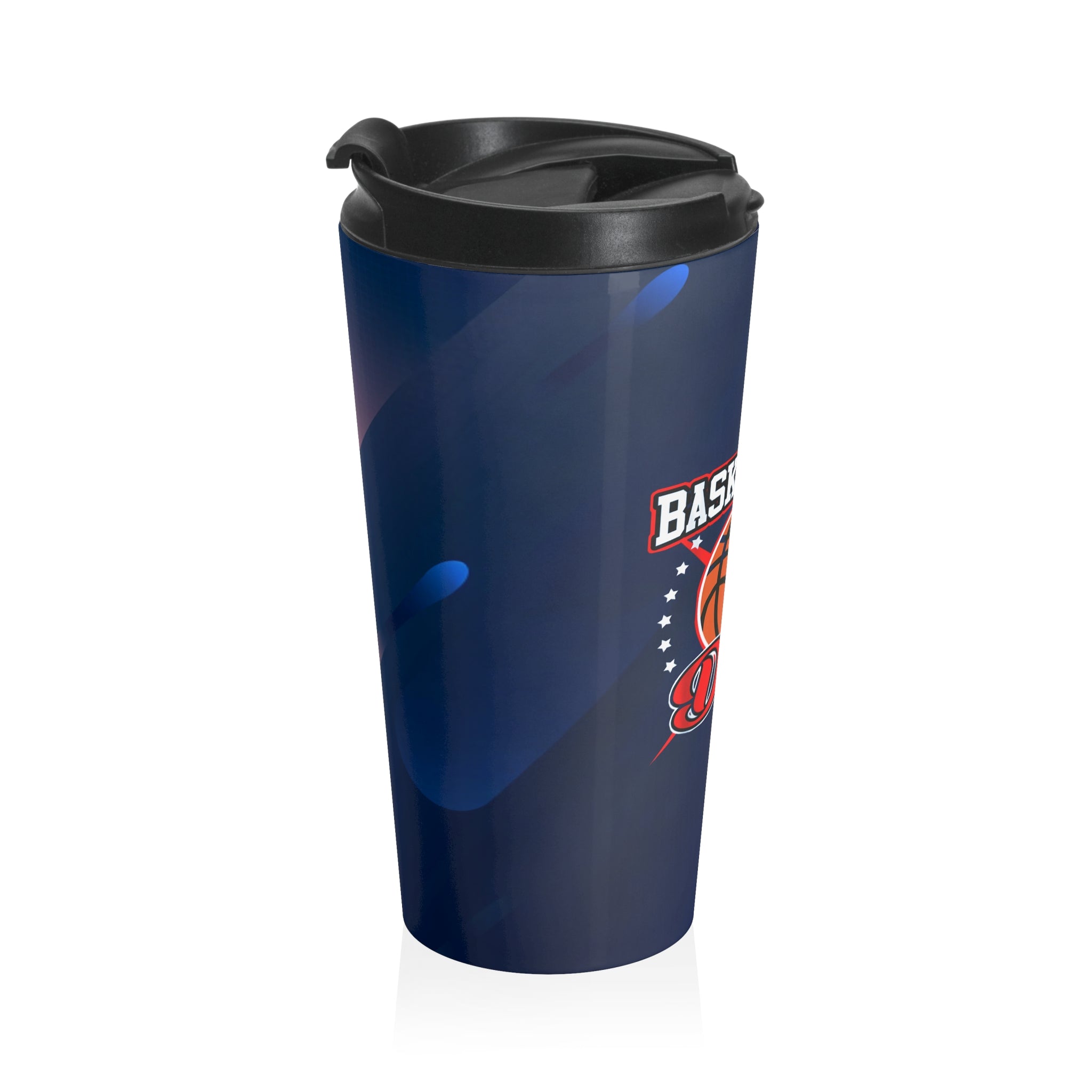 Hoops & Sips: 15oz Travel Mug for Basketball Lovers