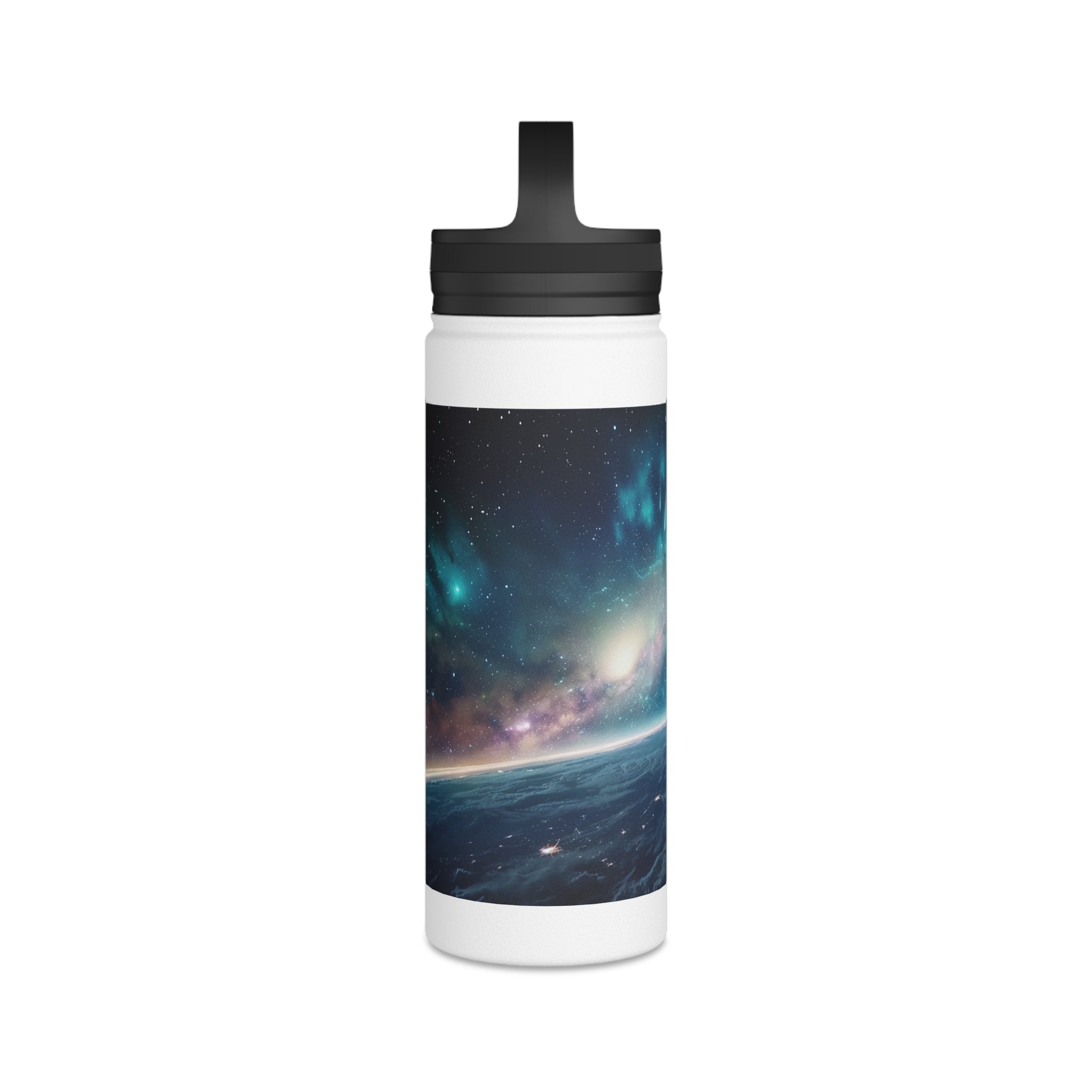 Stainless Steel Water Bottle, Handle Lid - Cosmic Adventure