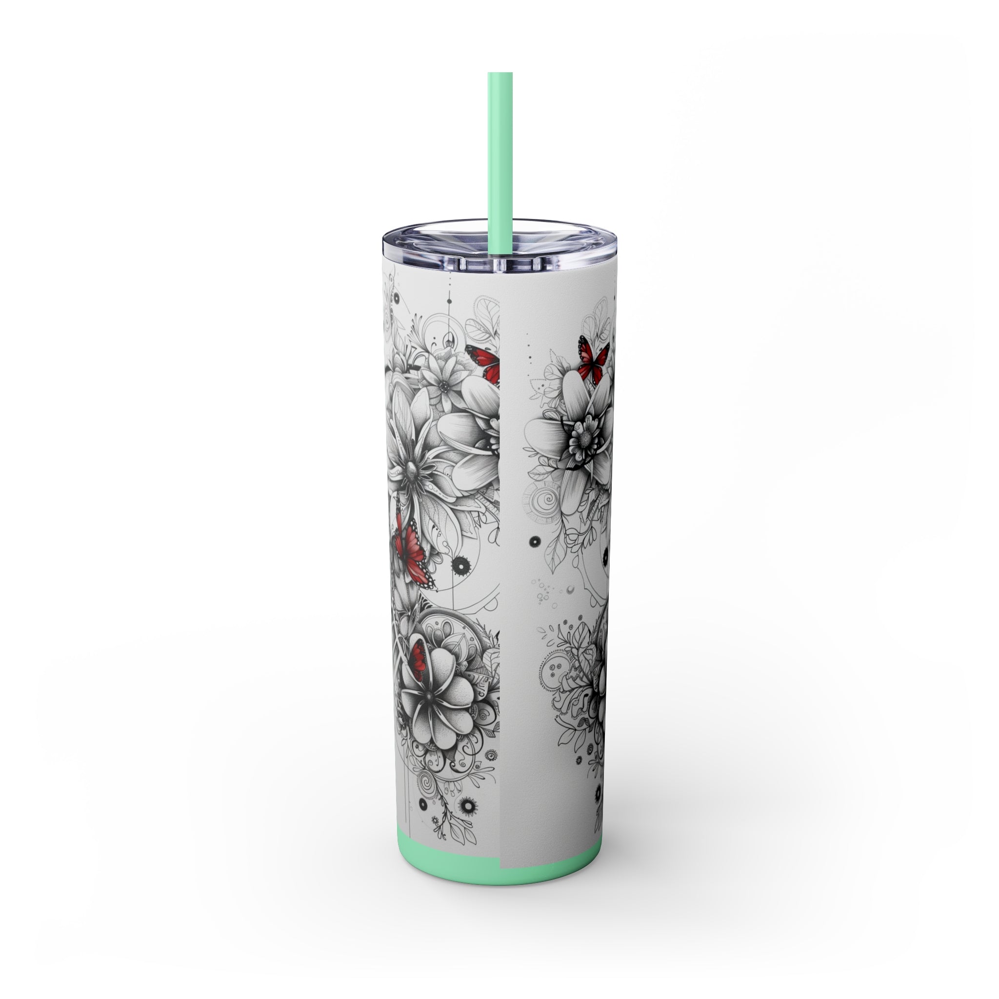 Skinny Tumbler with Straw, 20oz - Floral Designer