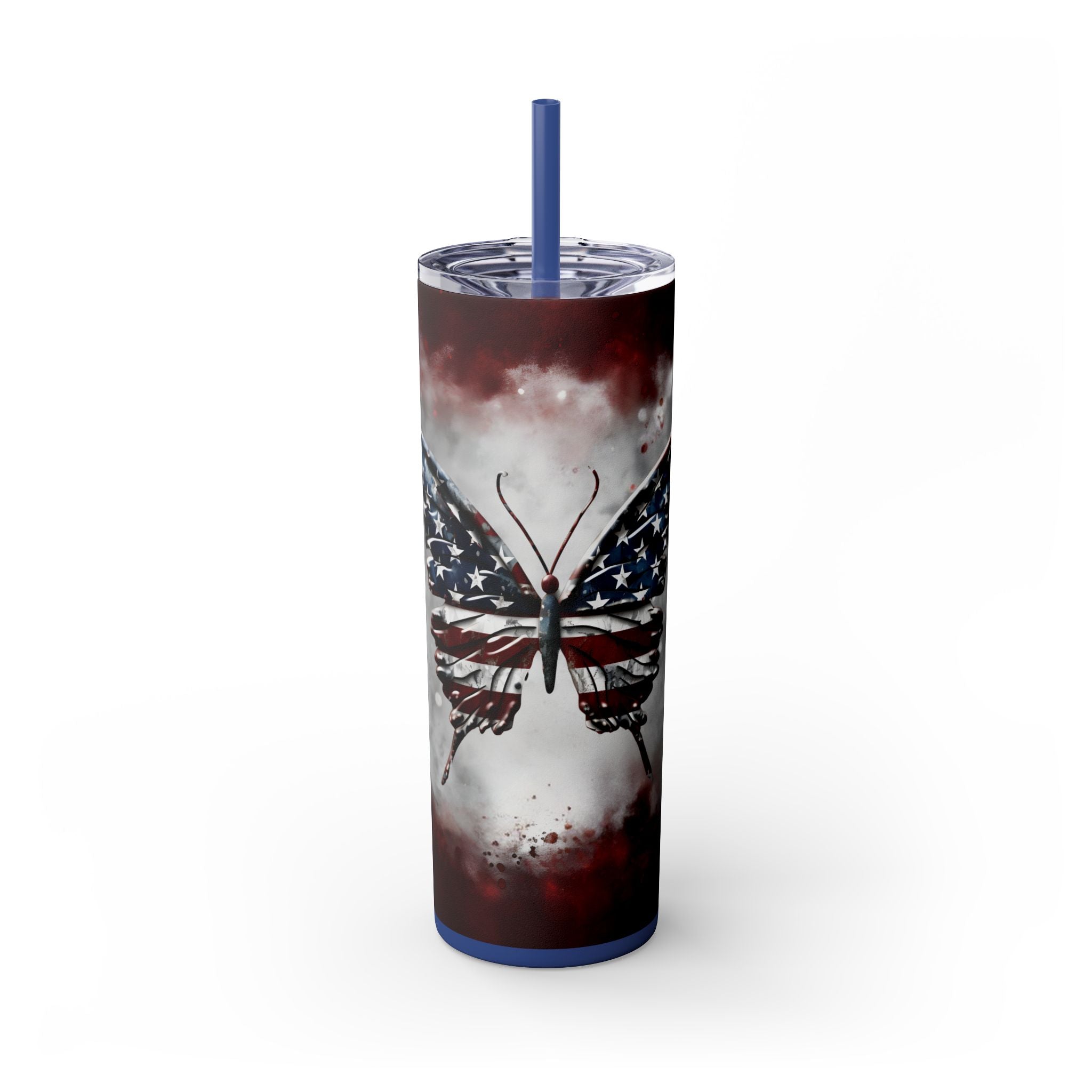 20oz Skinny Tumbler: Elegant Butterfly Design