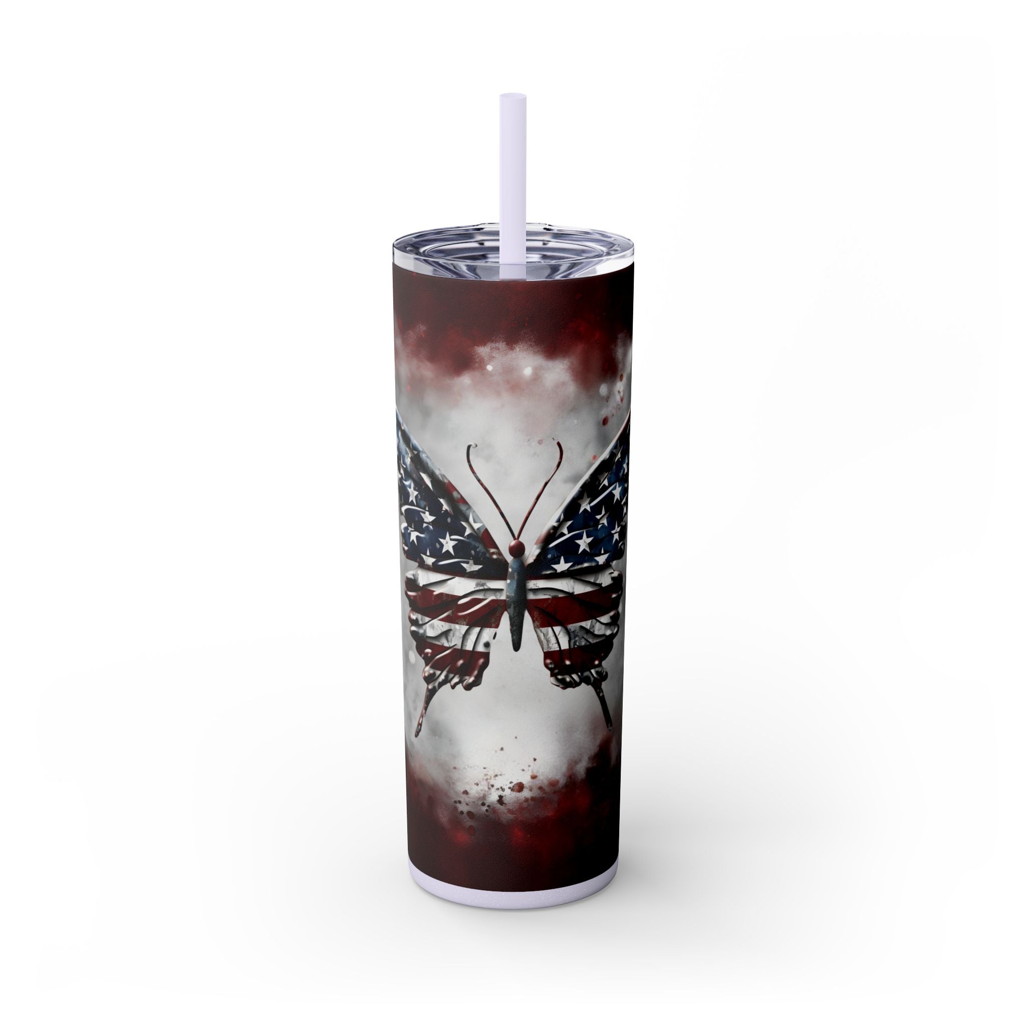 20oz Skinny Tumbler: Elegant Butterfly Design