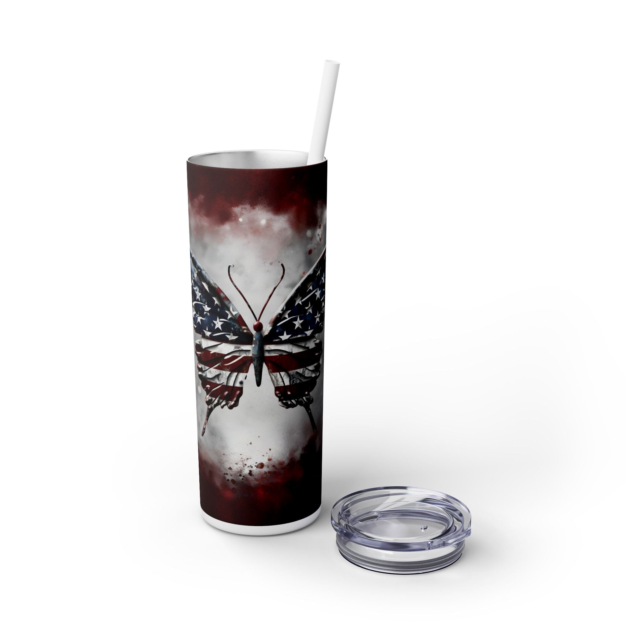 20oz Skinny Tumbler: Elegant Butterfly Design