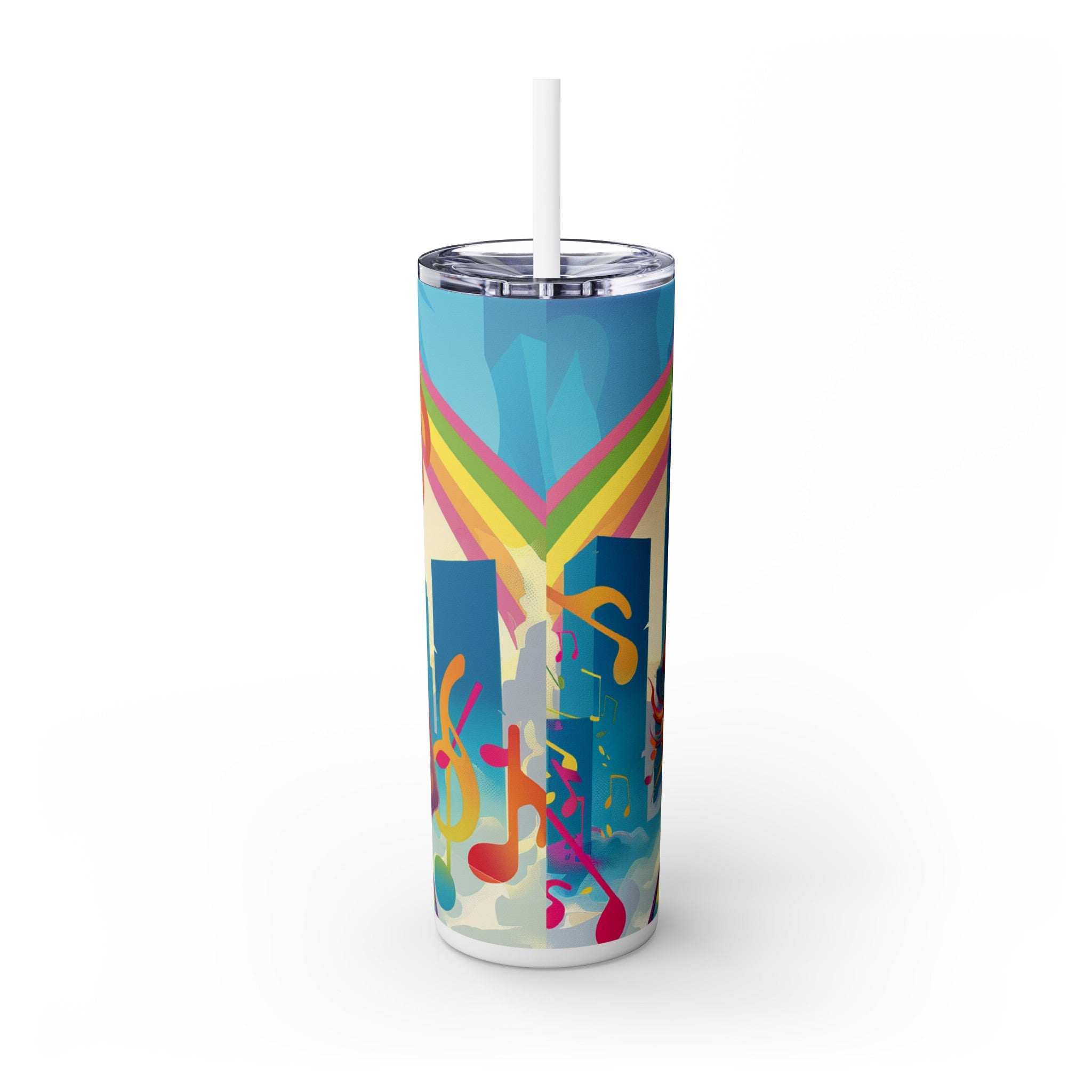 Skinny Tumbler with Straw, 20oz - Music girl