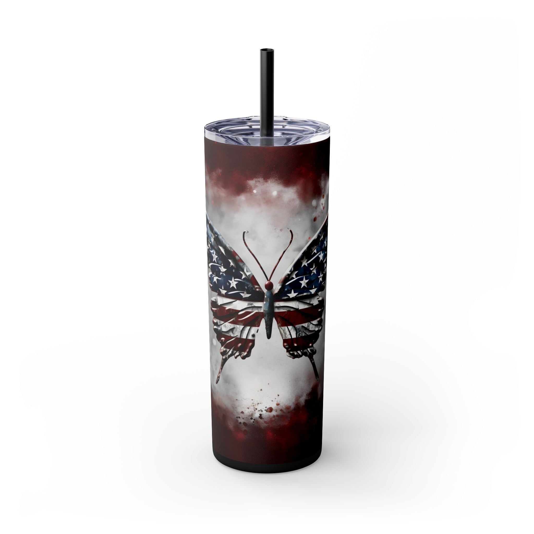 20oz Skinny Tumbler: Elegant Butterfly Design