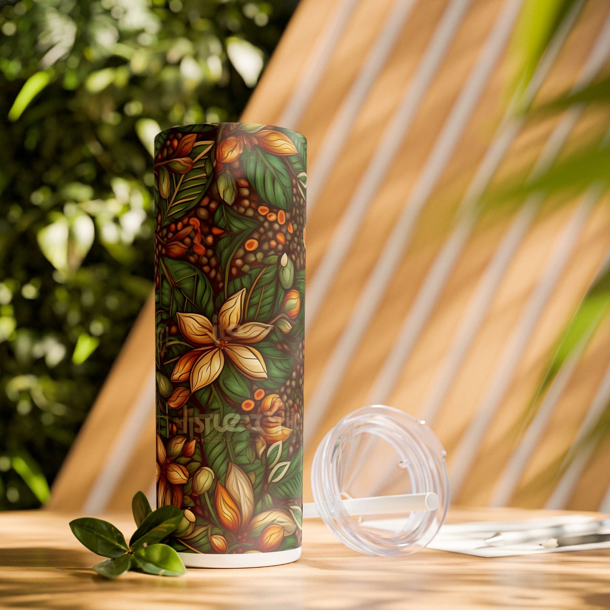 Nature's Bloom: Leaf & Flower Tumbler