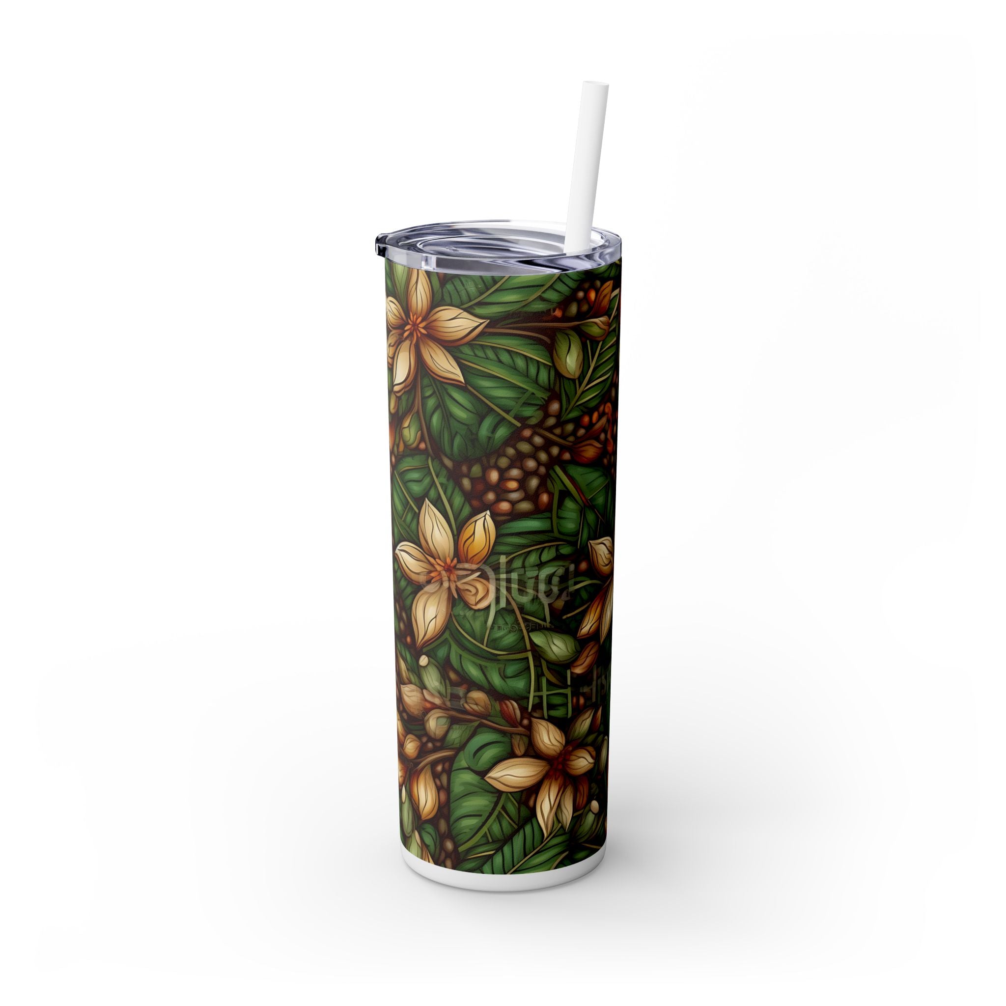 Nature's Bloom: Leaf & Flower Tumbler