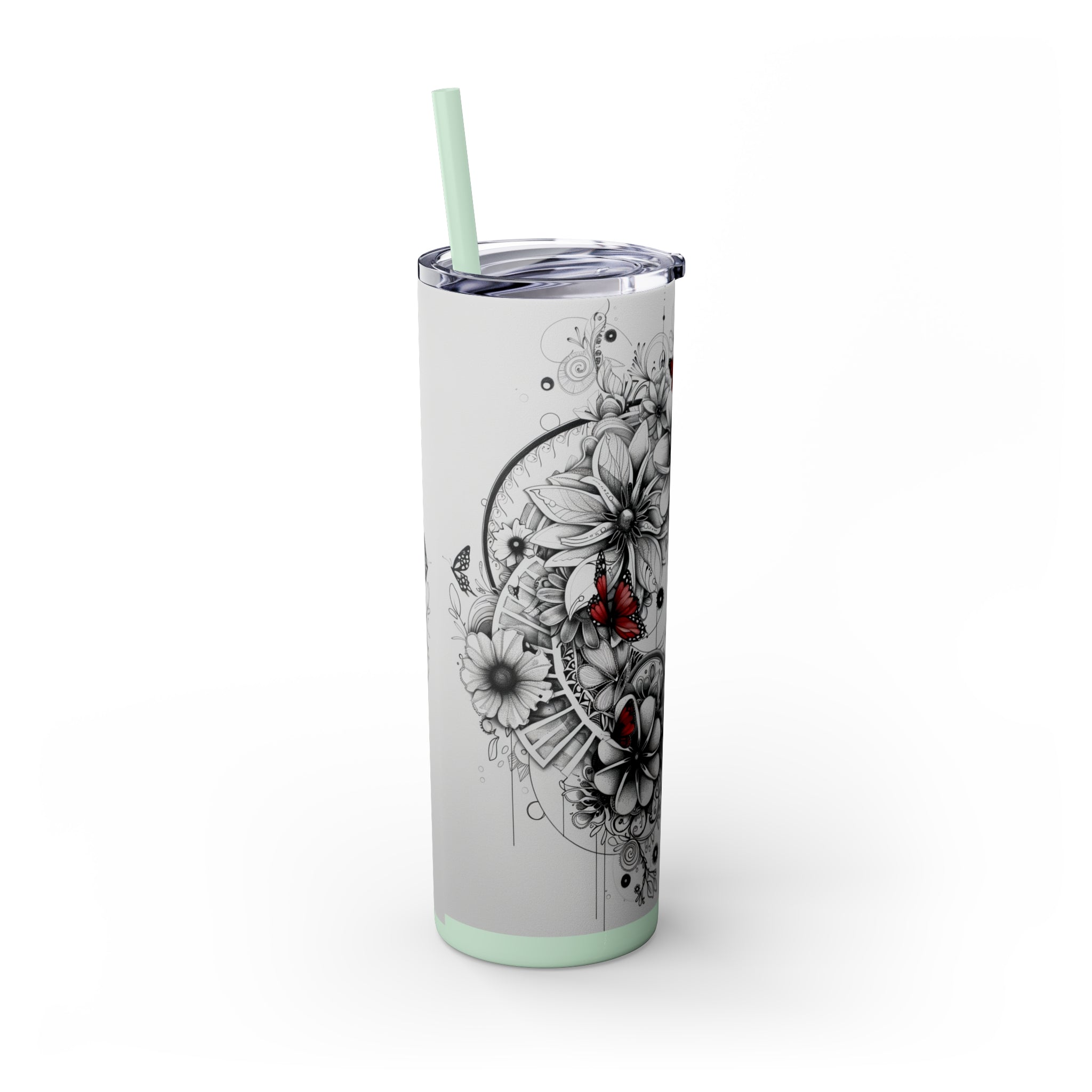 Skinny Tumbler with Straw, 20oz - Floral Designer