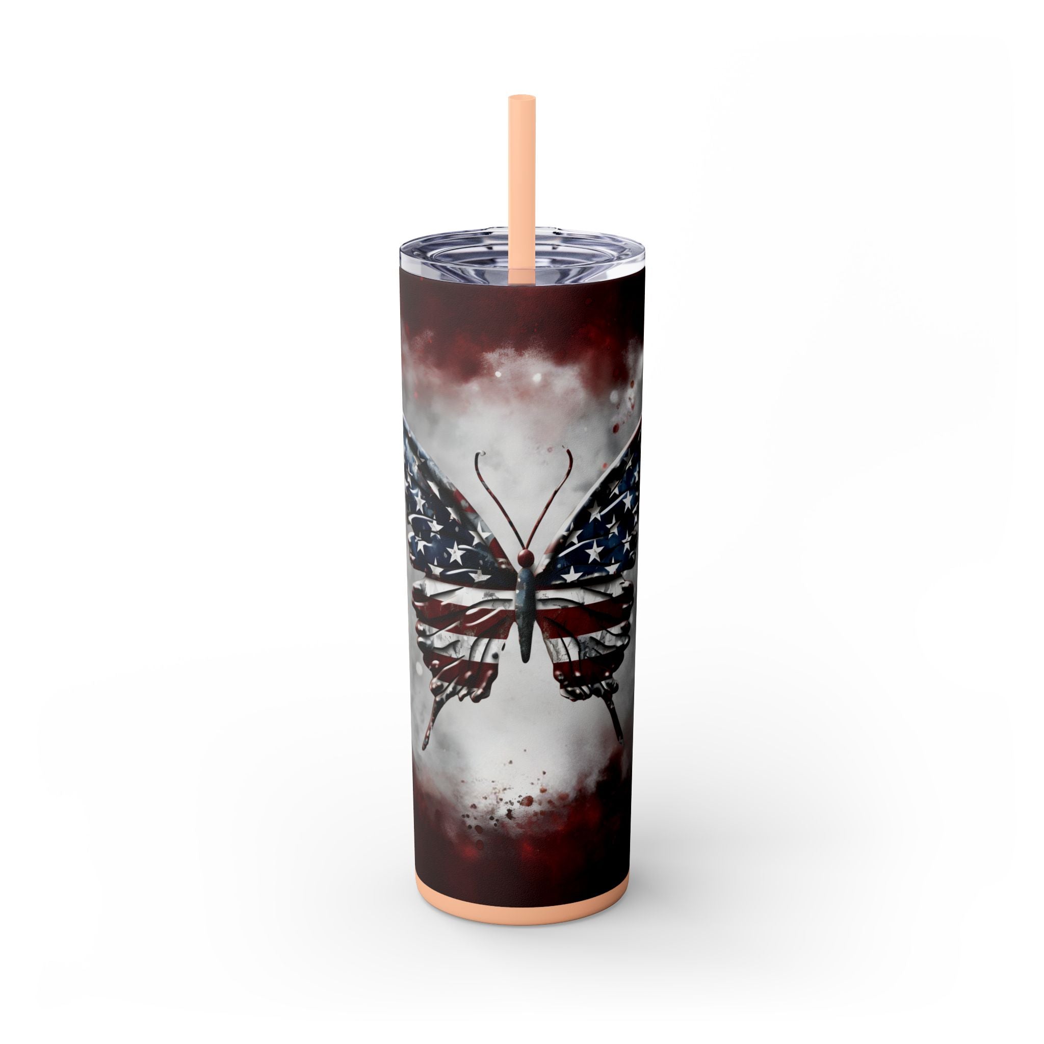 20oz Skinny Tumbler: Elegant Butterfly Design
