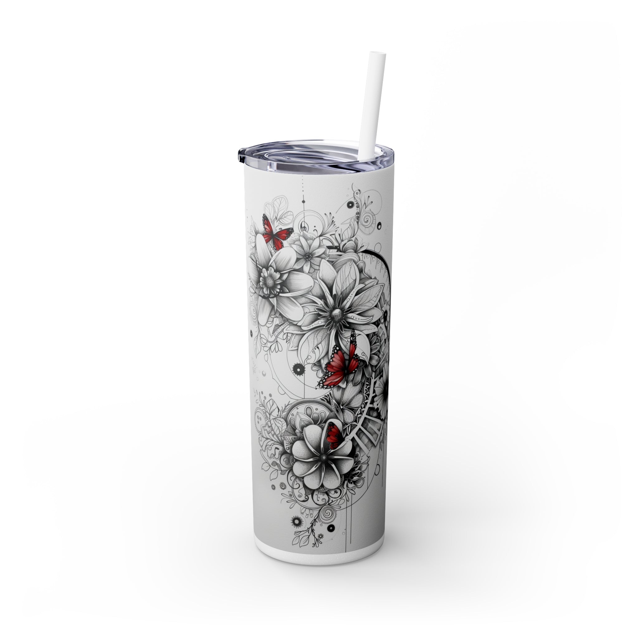 Skinny Tumbler with Straw, 20oz - Floral Designer