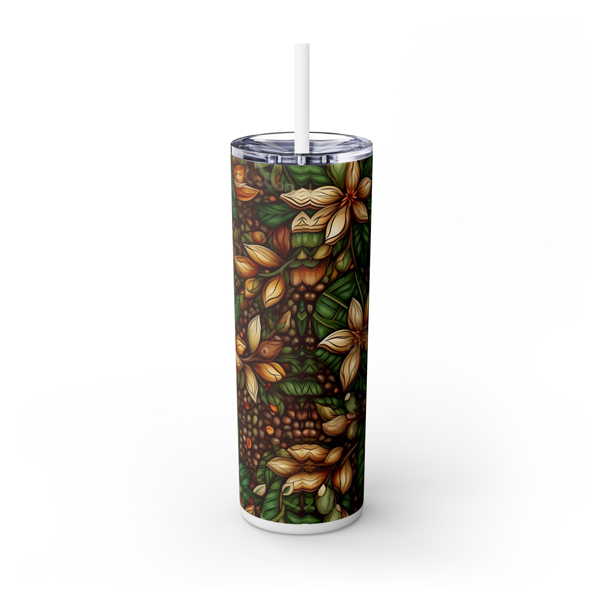 Nature's Bloom: Leaf & Flower Tumbler