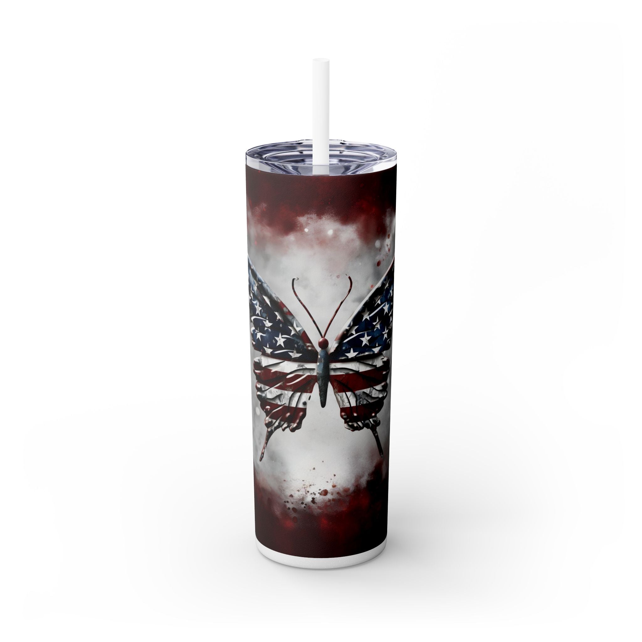 20oz Skinny Tumbler: Elegant Butterfly Design