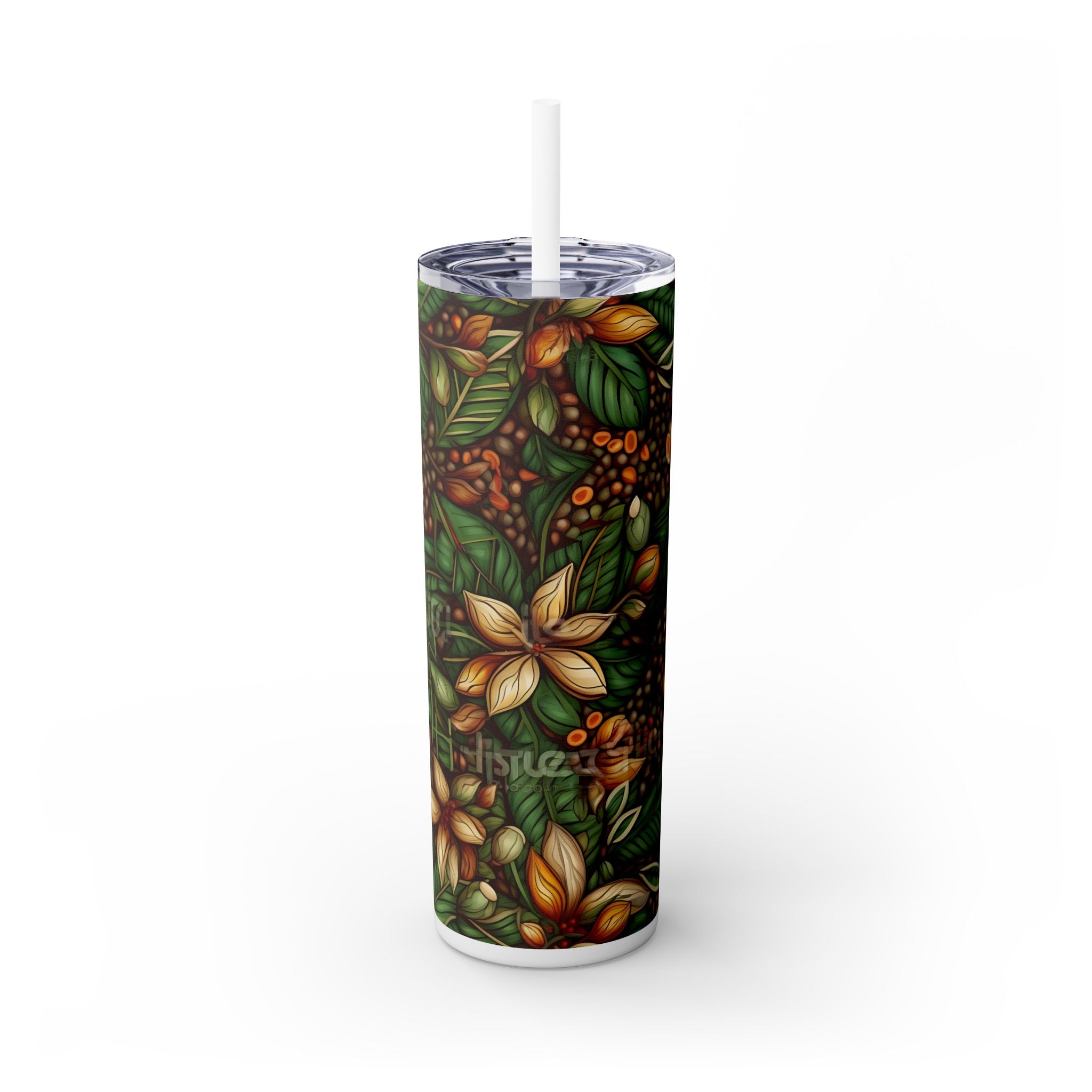 Nature's Bloom: Leaf & Flower Tumbler