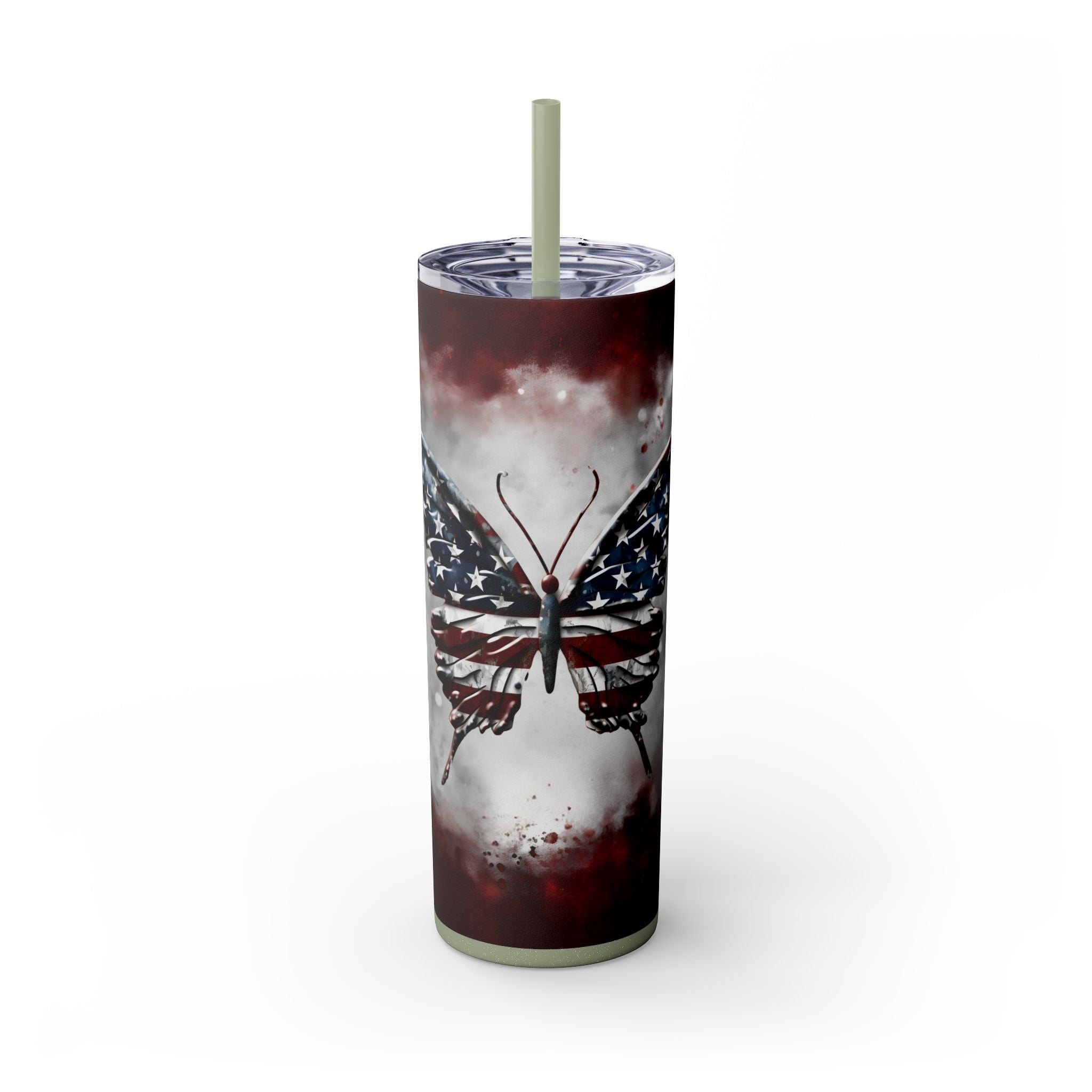 20oz Skinny Tumbler: Elegant Butterfly Design