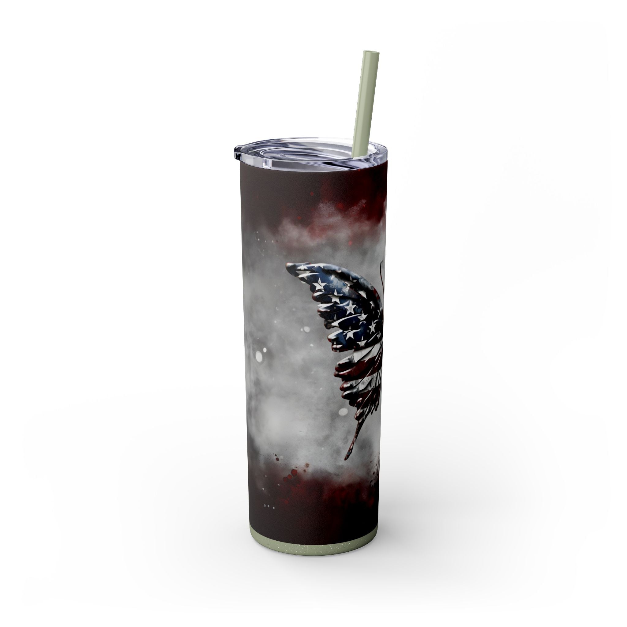 20oz Skinny Tumbler: Elegant Butterfly Design