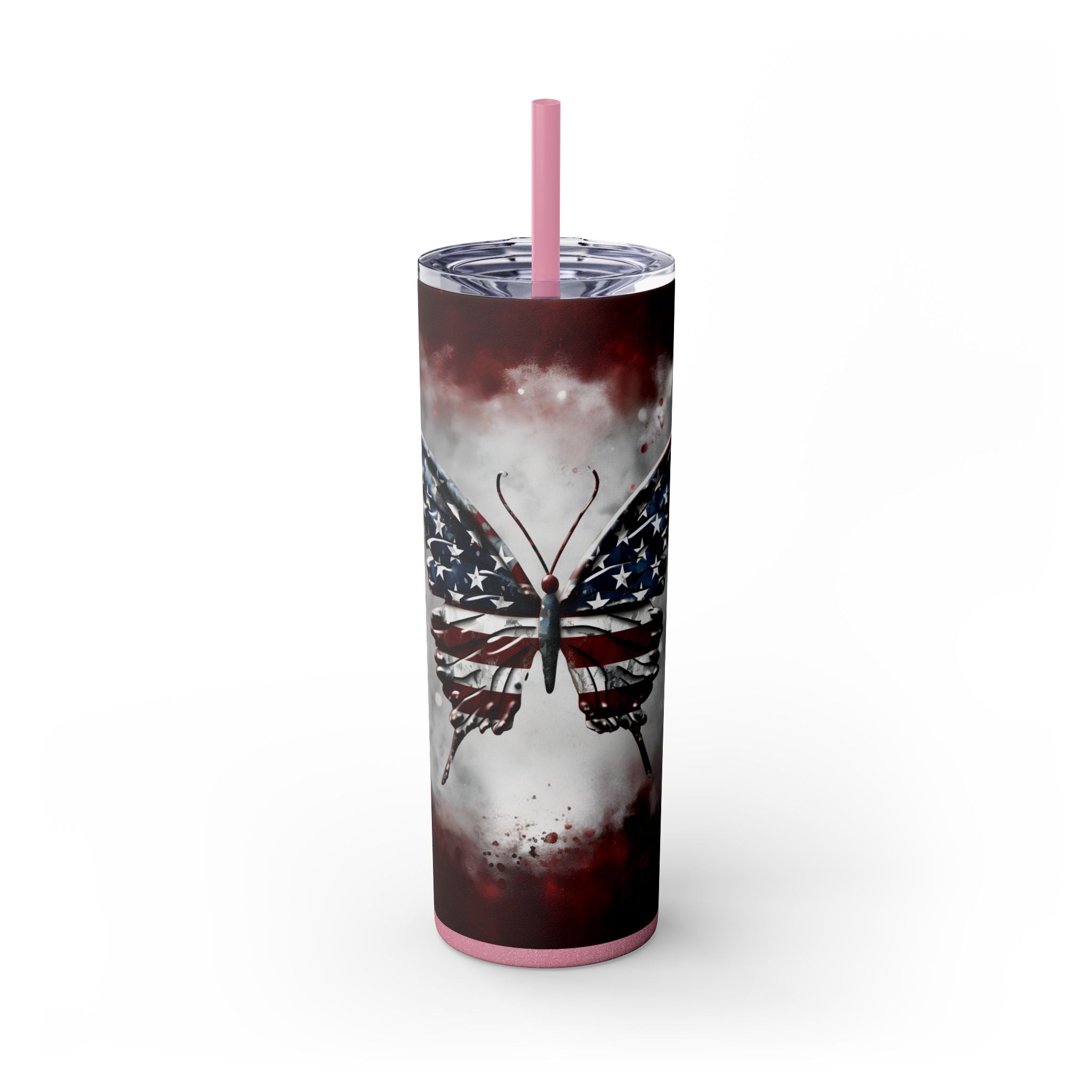 20oz Skinny Tumbler: Elegant Butterfly Design