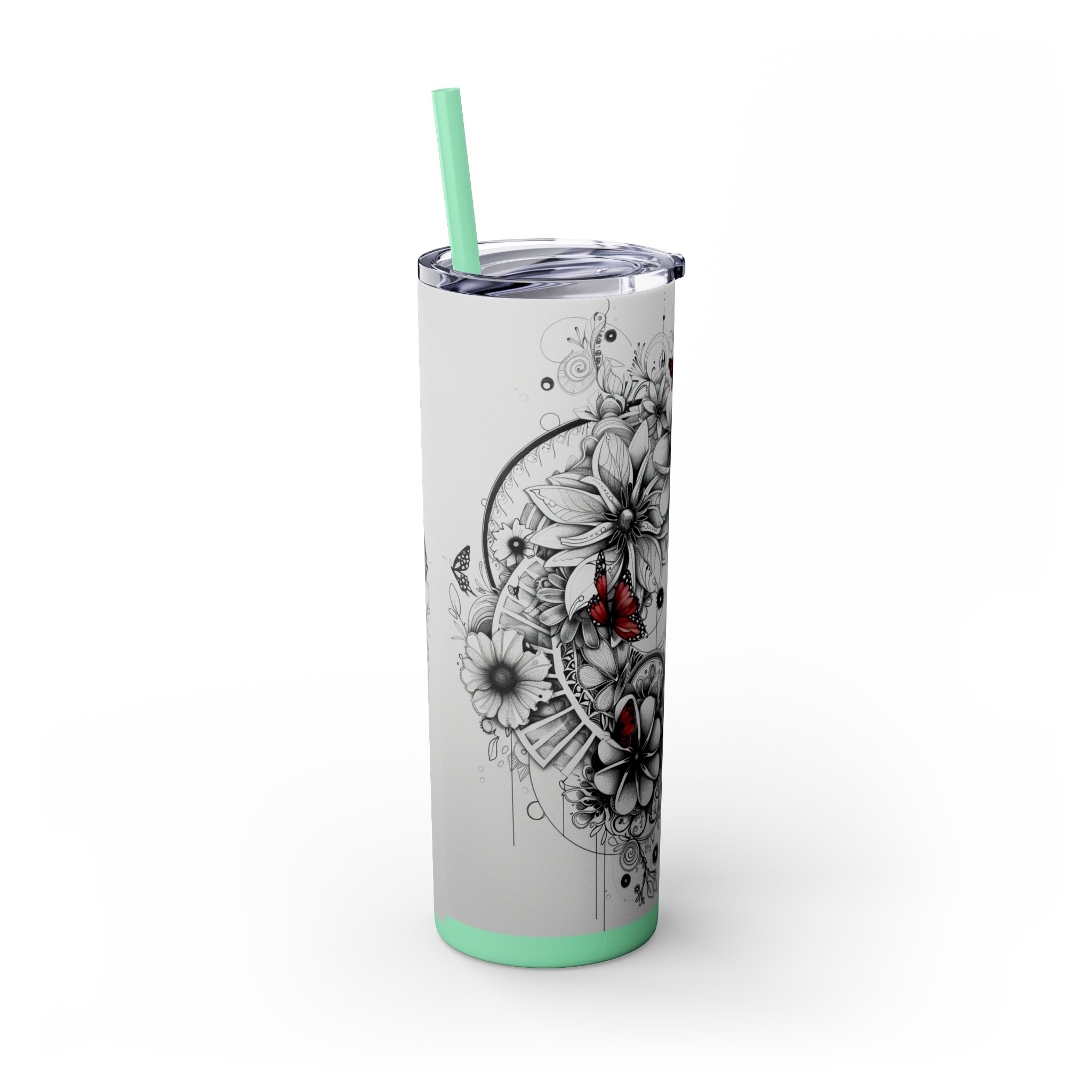 Skinny Tumbler with Straw, 20oz - Floral Designer