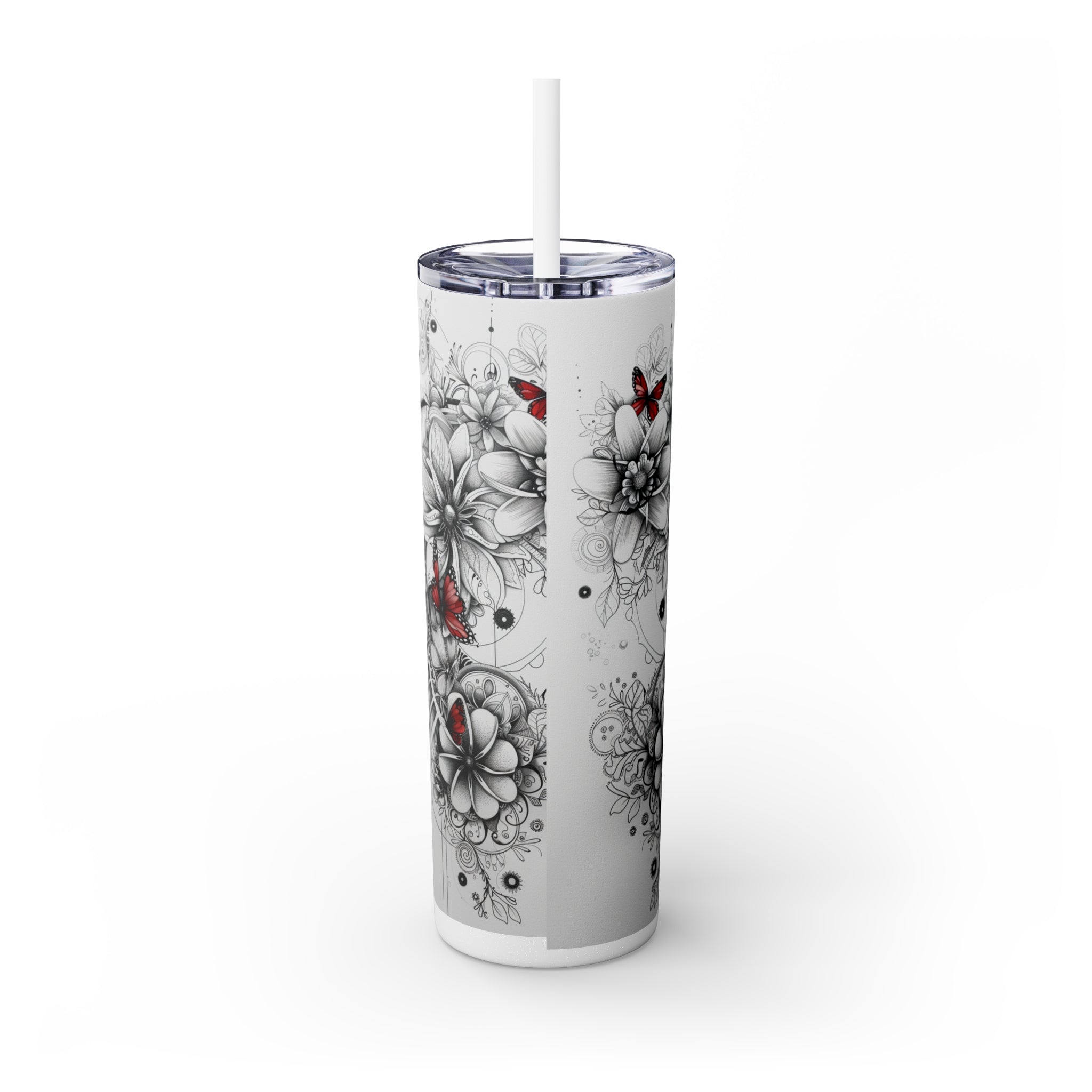 Skinny Tumbler with Straw, 20oz - Floral Designer