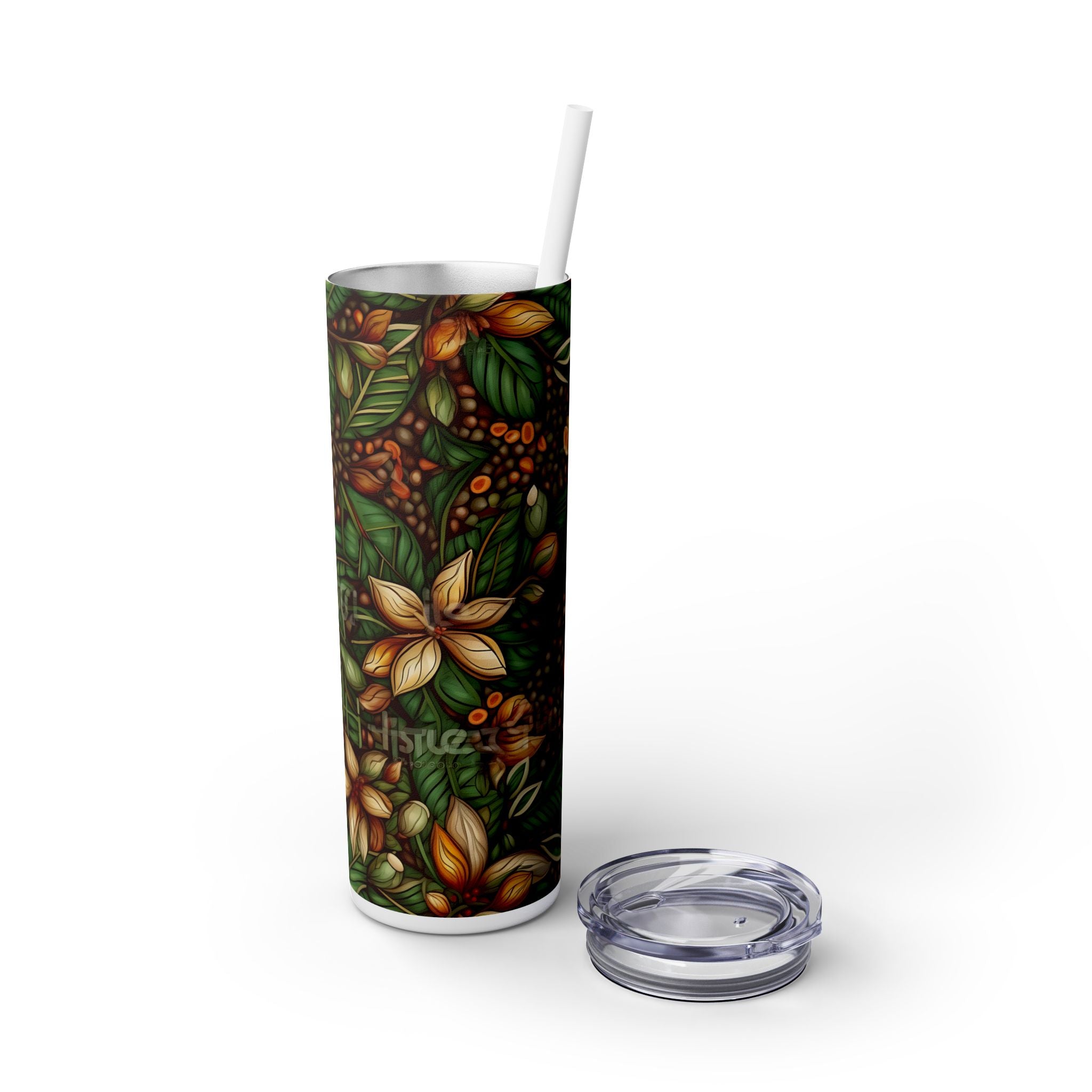 Nature's Bloom: Leaf & Flower Tumbler