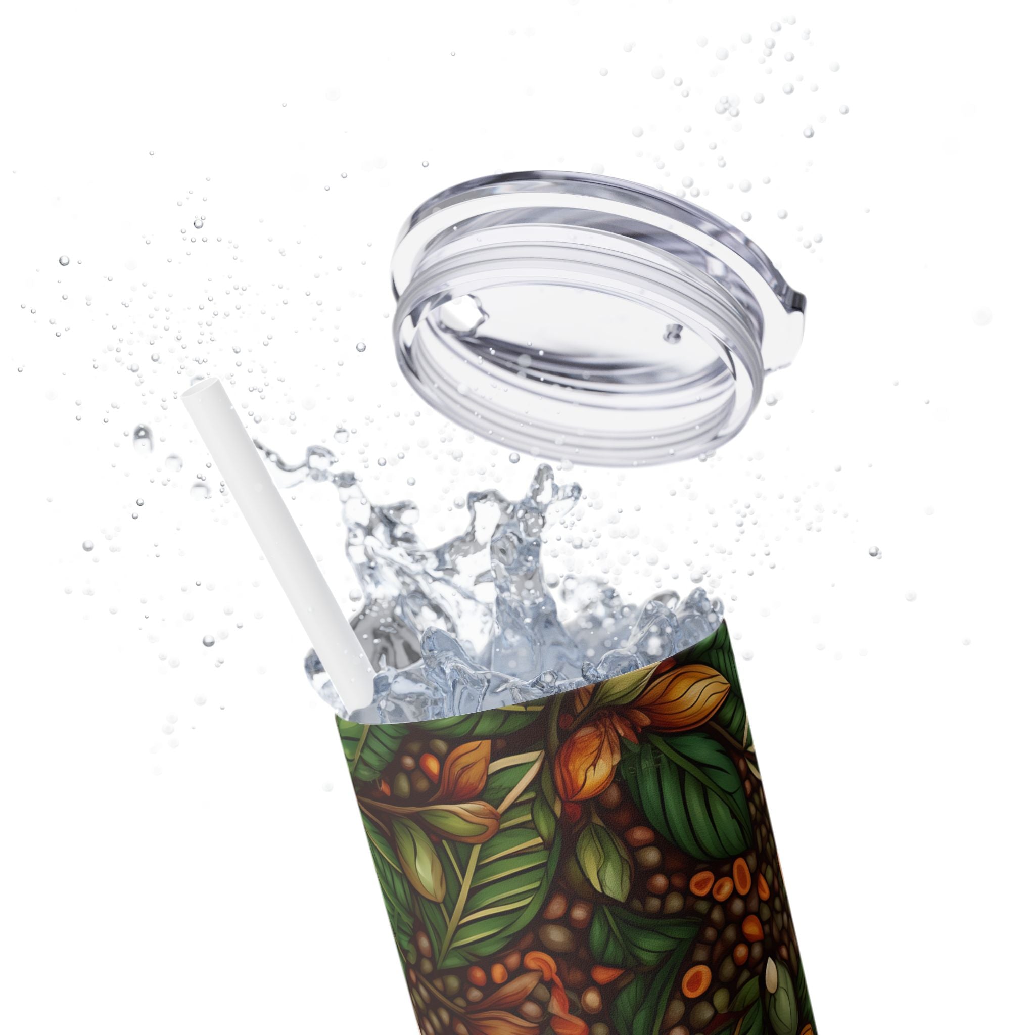 Nature's Bloom: Leaf & Flower Tumbler