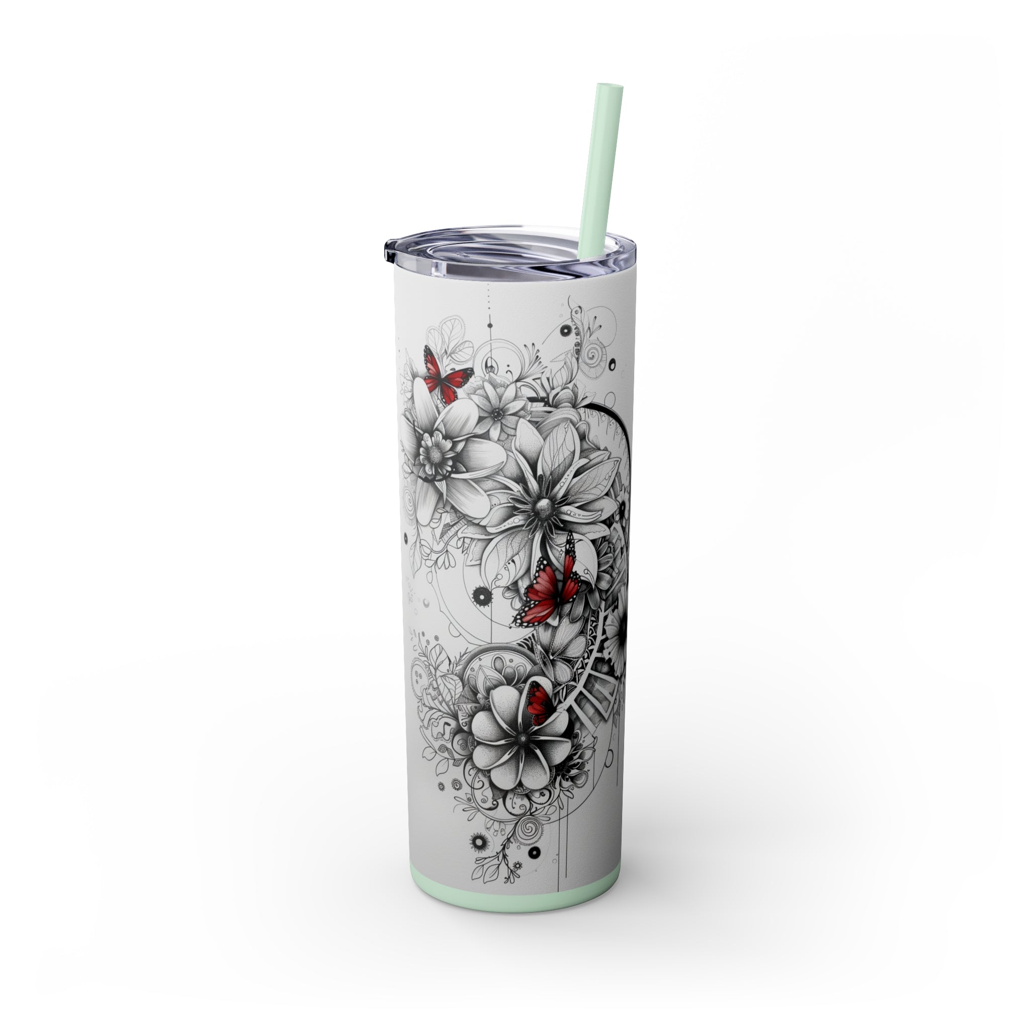 Skinny Tumbler with Straw, 20oz - Floral Designer