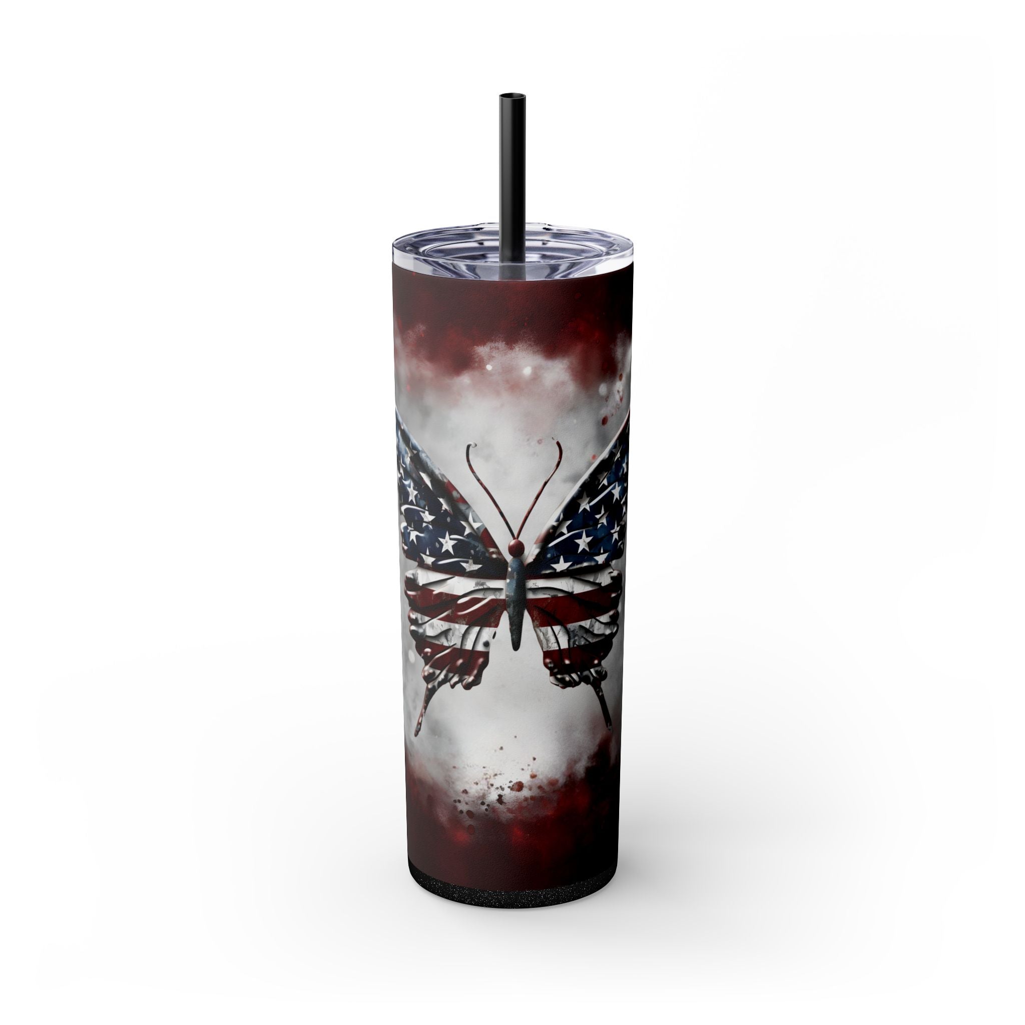 20oz Skinny Tumbler: Elegant Butterfly Design
