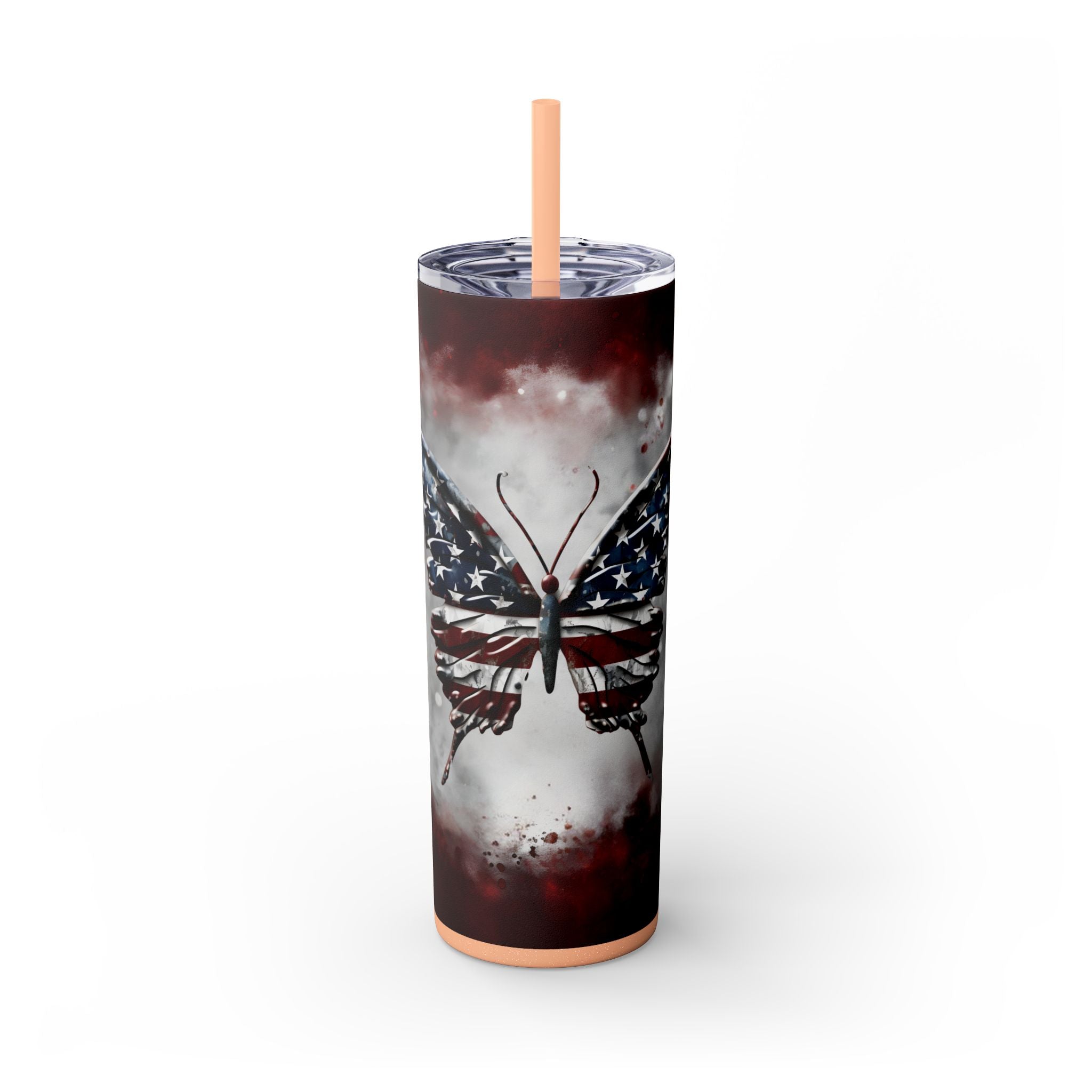 20oz Skinny Tumbler: Elegant Butterfly Design