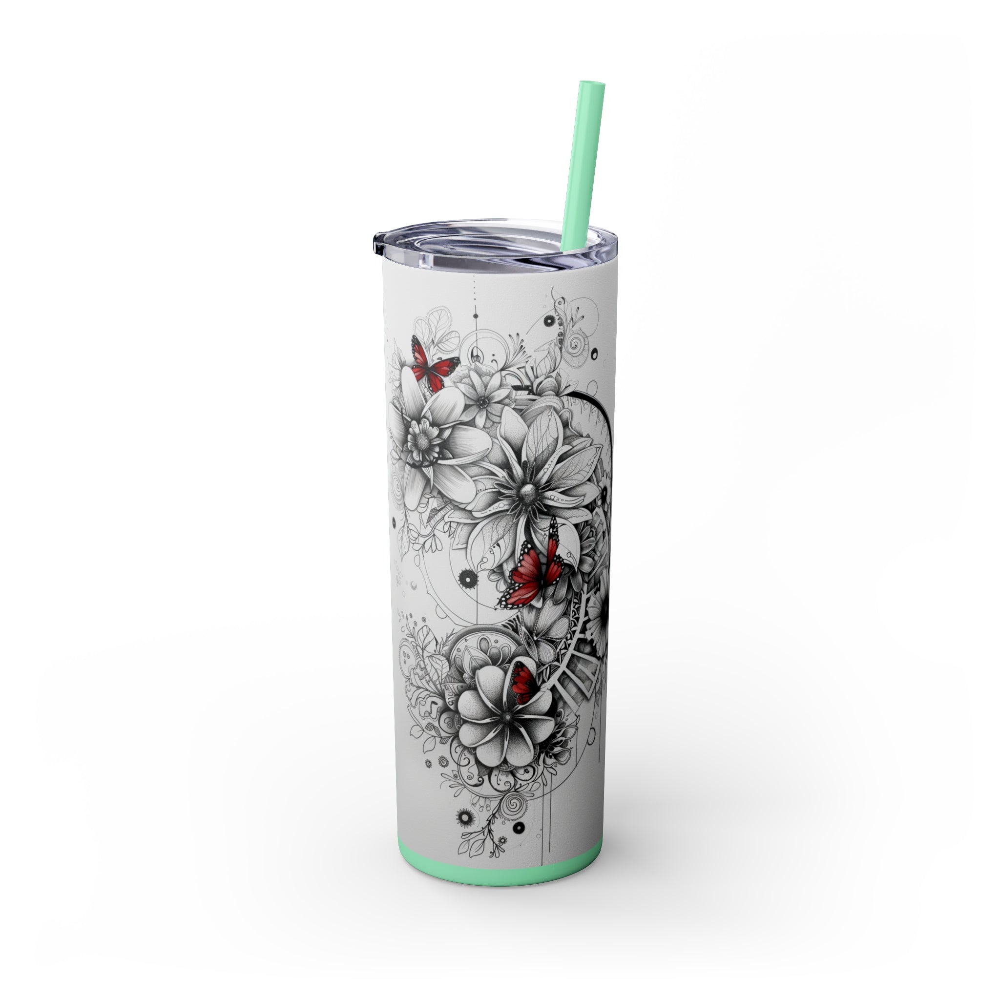 Skinny Tumbler with Straw, 20oz - Floral Designer